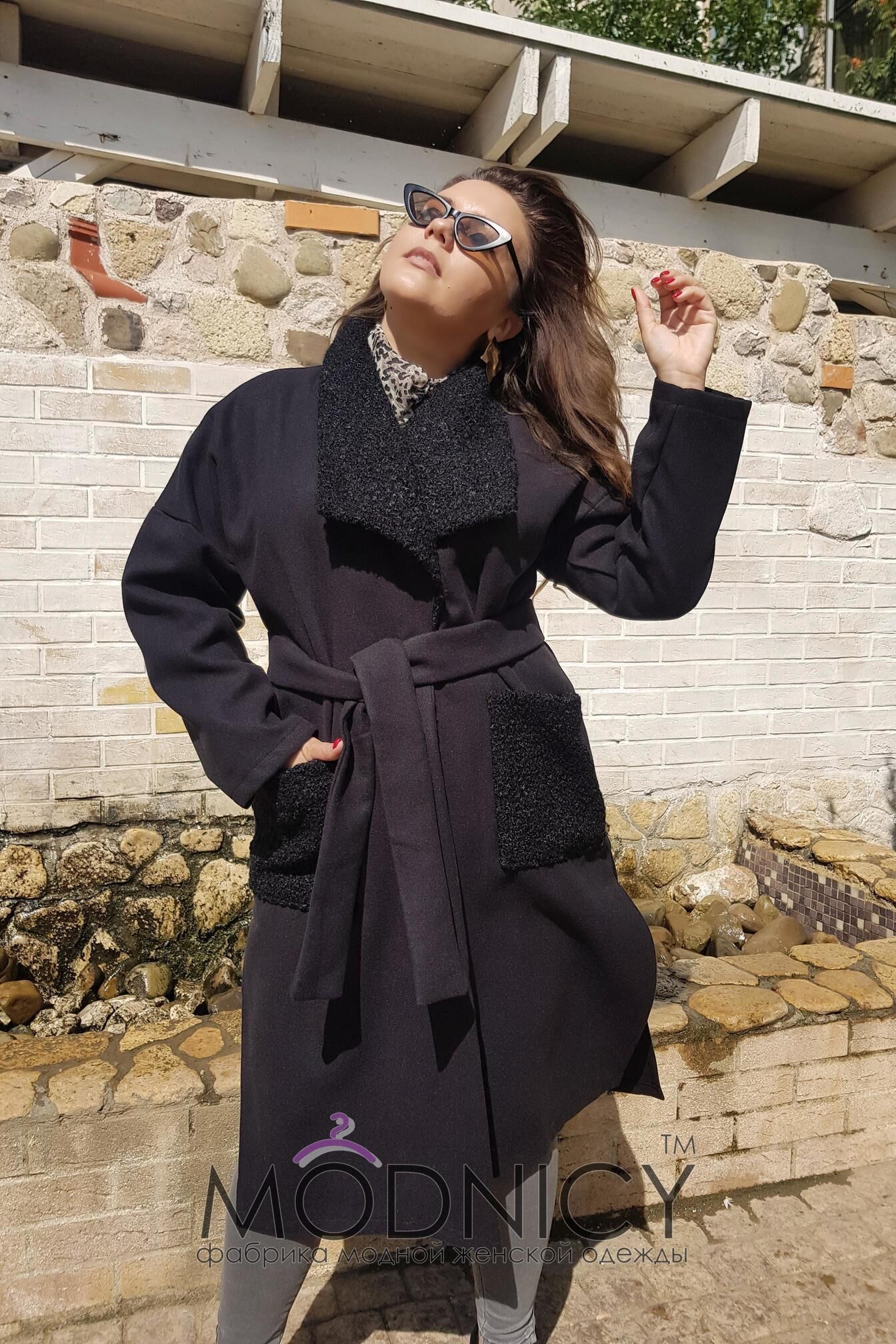 Женская кашемировое пальто Карманы Букле 05049,2, фото