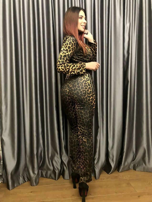 Жіночий леопардовий костюм Штани Піджак 3927, фото